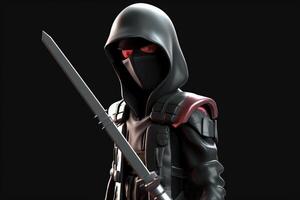 abstract black ninja character on dark background photo