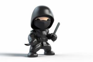 black ninja character on white background photo