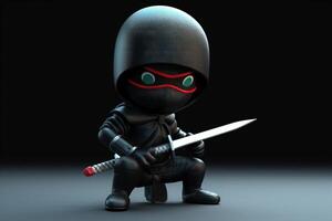 abstract black ninja character on dark background photo