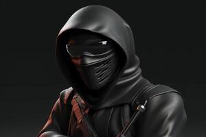 abstract black ninja character on dark background photo