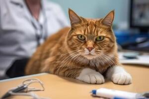 red cat at the vet clinic photo