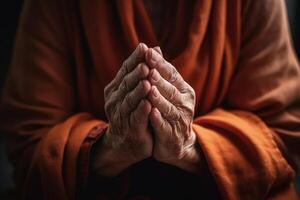 female hands together prayer to god, repentance photo