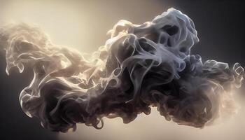 illustration of White curve fog, smoke, clouds, fire and dark background with spotlight. Abstract illustration art. Pattern texture, use for ad, poster and template, business.Digital art photo