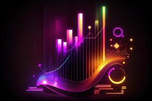 illustration of crypto market data, chart, silhouette crypto currency market, isometric, colorful gradient background photo