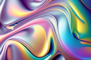 illustration of holographic liquid background. Holographic iridescent backdrop. Pearlescent gradient and foil effect for design prints. Rainbow metal photo