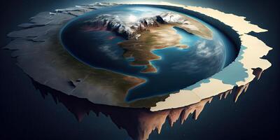 illustration of a secrets of flat earth, with continents photo