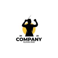 Music conductor logo design template vector