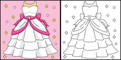 Boda vestido colorante página de colores ilustración vector