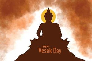 Happy vesak day buddha purnima wishes celebration card background vector