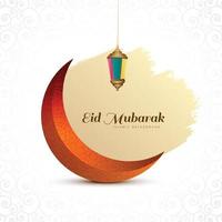 Eid mubarak moon and mosque festival background vector