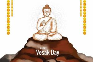 Hand draw sketch vesak day card background vector