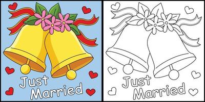 Wedding Bell Just Married Coloring Illustration vector