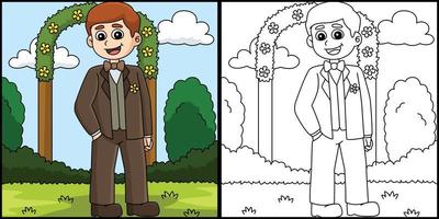 Wedding Groom And Bride Coloring Page Illustration vector