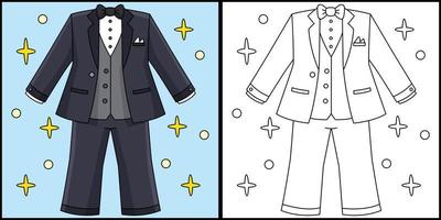 Wedding Groom Suit Coloring Page Illustration vector