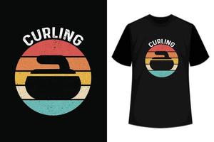 Curling t-shirt design unique idea vector