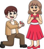 Wedding Proposal Cartoon Colored Clipart vector