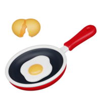 frito huevo 3d desayuno icono png