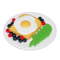 Oeuf avec Avocat et baies 3d petit déjeuner icône png