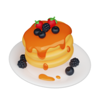 pancake con frutti di bosco 3d prima colazione icona png