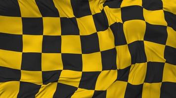 Racing Black and Yellow Checkered Flag Seamless Looping Background, Looped Bump Texture Cloth Waving Slow Motion, 3D Rendering video