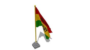 Black History Month Flag Start Flying in The Wind with Pole Base, 3D Rendering, Luma Matte Selection video