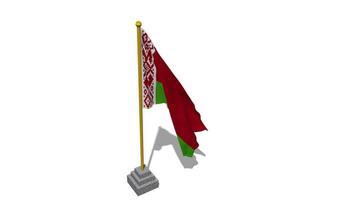 Belarus Flag Start Flying in The Wind with Pole Base, 3D Rendering, Luma Matte Selection video