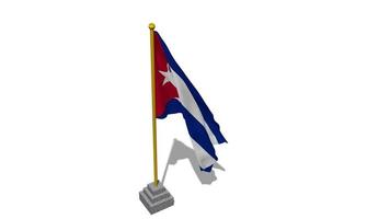 Cuba Flag Start Flying in The Wind with Pole Base, 3D Rendering, Luma Matte Selection video