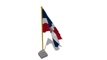 Dominican Republic Flag Start Flying in The Wind with Pole Base, 3D Rendering, Luma Matte Selection video