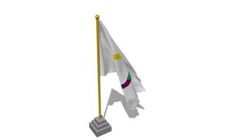 Organisation internationale de la Francophonie, OIF Flag Start Flying in The Wind with Pole Base, 3D Rendering, Luma Matte Selection video