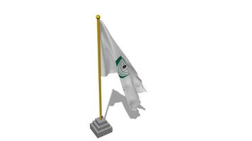 organisation de islamique la coopération drapeau début en volant dans le vent avec pôle base, 3d le rendu, luma mat sélection video