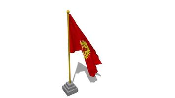 kyrgyzstan flagga Start flygande i de vind med Pol bas, 3d tolkning, luma matt urval video