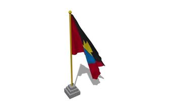 antigua en Barbuda vlag begin vliegend in de wind met pool baseren, 3d weergave, luma matte selectie video