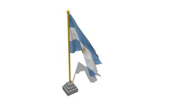 argentina bandera comienzo volador en el viento con polo base, 3d representación, luma mate selección video