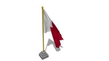 Bahrain Flag Start Flying in The Wind with Pole Base, 3D Rendering, Luma Matte Selection video