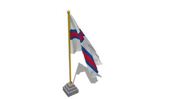 Faroe Islands Flag Start Flying in The Wind with Pole Base, 3D Rendering, Luma Matte Selection video