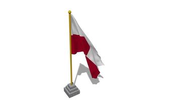 Greenland Flag Start Flying in The Wind with Pole Base, 3D Rendering, Luma Matte Selection video