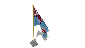 Fiji Flag Start Flying in The Wind with Pole Base, 3D Rendering, Luma Matte Selection video