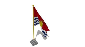 Kiribati Flag Start Flying in The Wind with Pole Base, 3D Rendering, Luma Matte Selection video