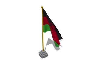 Malawi Flag Start Flying in The Wind with Pole Base, 3D Rendering, Luma Matte Selection video