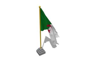 Algeria Flag Start Flying in The Wind with Pole Base, 3D Rendering, Luma Matte Selection video