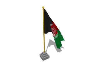 Afghanistan Flag Start Flying in The Wind with Pole Base, 3D Rendering, Luma Matte Selection video