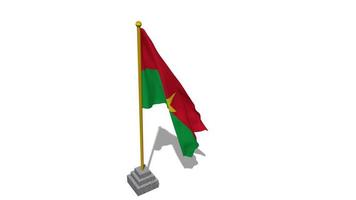 Burkina Faso Flag Start Flying in The Wind with Pole Base, 3D Rendering, Luma Matte Selection video