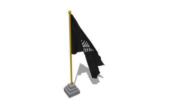 New Zealand Cricket, NZC Flag Start Flying in The Wind with Pole Base, 3D Rendering, Luma Matte Selection video