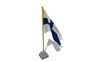 Finland Flag Start Flying in The Wind with Pole Base, 3D Rendering, Luma Matte Selection video