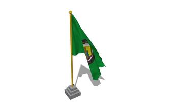 cooperación Consejo para el árabe estados de el Golfo, Golfo cooperación concejo, gcc bandera comienzo volador en el viento con polo base, 3d representación, luma mate selección video