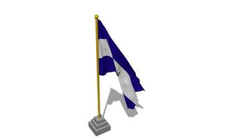 El Salvador Flag Start Flying in The Wind with Pole Base, 3D Rendering, Luma Matte Selection video