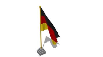 Deutschland Flagge Start fliegend im das Wind mit Pole Base, 3d Wiedergabe, Luma matt Auswahl video