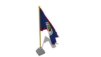 Belize Flag Start Flying in The Wind with Pole Base, 3D Rendering, Luma Matte Selection video
