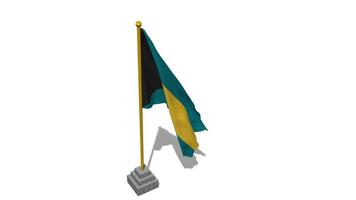 bahamas bandeira começar vôo dentro a vento com pólo base, 3d Renderização, luma fosco seleção video