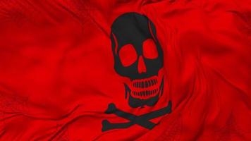 Skulls Danger Sign Flag Seamless Looping Background, Looped Bump Texture Cloth Waving Slow Motion, 3D Rendering video